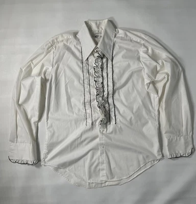 Vintage After Six Ruffled Tuxedo Shirt Mens 16/34 Formal Prom White 70s 80s - Image 1 of 4