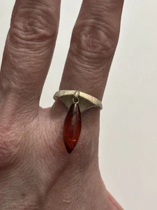 Sterling Silber Modernist Bernstein Ring arikuliert Größe 9 - Bild 1 von 4