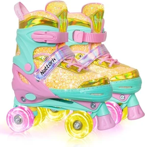 Patines cuádruples ajustables con rueda brillante para niños, 4 tamaños, equipo de seguridad - deportes perfectos - Imagen 1 de 30