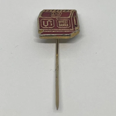 Vintage Invest Banka Enamel Pin Badge Yugoslavia Belgrade Serbia Bank Banking - Image 1 of 3