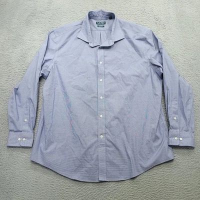 Lauren Ralph Lauren Mens 2XL Dress Shirt Blue Checkered Regular Fit 18 34/35 - Image 1 of 4