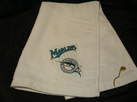 Florida Marlins Baseball MLB Hand Crafted White 25" x 16.5" Golf Towel Cover