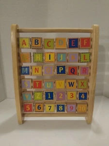 Educo Naturally Fun ABC Wooden Alphabet Numbers Abacus Stand Educational Toy - Picture 1 of 12