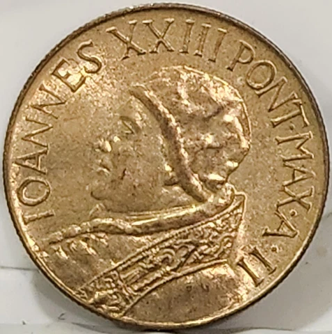 1960 Vatican 20 Lire Pope John XXIII Aluminum-Bronze Coin Cover