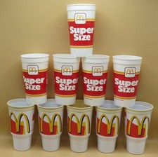 10 Coca-Cola / McDonald's reusable plastic cups, 1987 & 2001 , unused, 2 designs