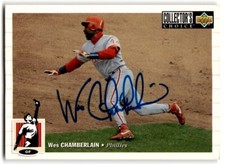 1994 Collector's Choice Signed Wes Chamberlain Philadelphia Phillies #76