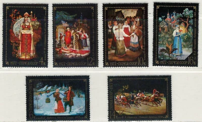 RUSSIA USSR CCCP 1977 VF MNH Stamps Set Scott # 4554-59  " Folk Tale Paintings " - Image 1 of 2