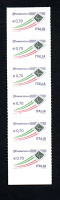 2013 Francobollo Poste Italiane Busta che vola da 0,70 FALSO striscia di 6 BF - Immagine 1 di 4