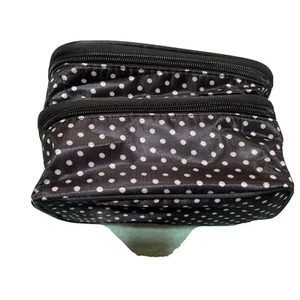 Black Polka Dot Double Zipper Makeup 5 X 7 New - Picture 1 of 9