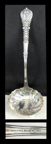 Sterling Silver Tiffany & Co Florentine Soup Ladle Fluted Bowl NO MONO 11 1/2" Cover