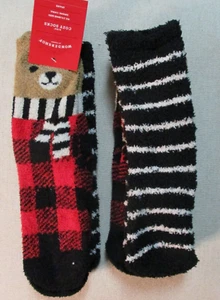 2 PAIRS WONDERSHOP CHRISTMAS DOG & STRIPES KIDS COZY SOCKS SIZE MEDIUM LARGE 2-5 - Picture 1 of 4