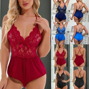 Sexy Ladies ❤️ Women Bodysuit Lingerie Crotchless Nightwear Babydoll Sleepwear - Picture 1 of 15