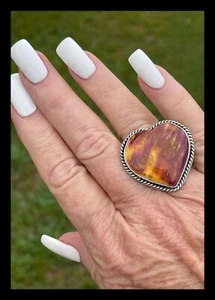 NAVAJO ~ GROSSER ~ ORANGE STACHELIGE AUSTER ~❤️~SS~HERZ RING ~ELOUISE RICHARDS - Bild 1 von 10