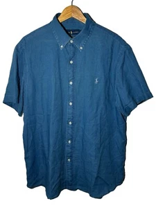 Polo Ralph Lauren Button Down Hemd Herren Large Indigo Oxford Kurzarm Blau - Bild 1 von 4