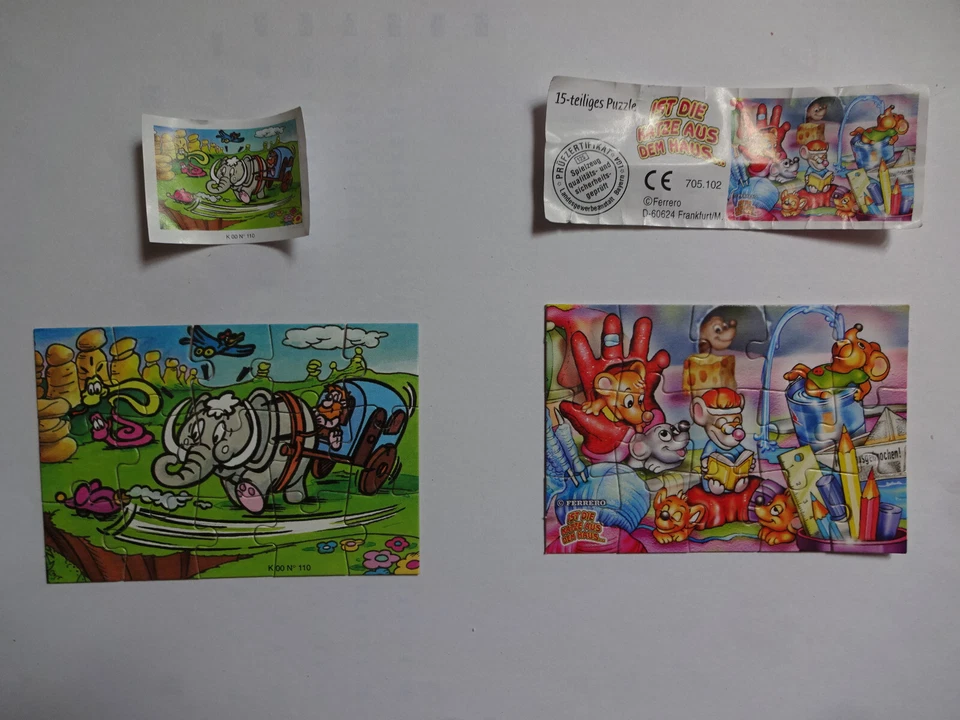 *** 2  Ü-EIER PUZZLE JEWEILS 15-TEILIG  DIE KATZE IST AUS DEM HAUS  *** - Bild 1 von 1