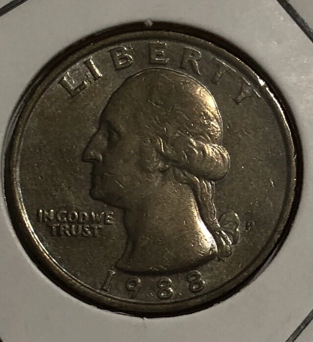 1988 P WASHINGTON QUARTER GRADE VF Mint Error￼ DDR Nicely Toned ￼Rare ￼￼ - Image 1 of 4