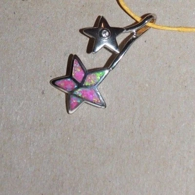 fire opal Cz necklace pendant gems silver plate jewelry modern abstract flower - Image 1 of 3