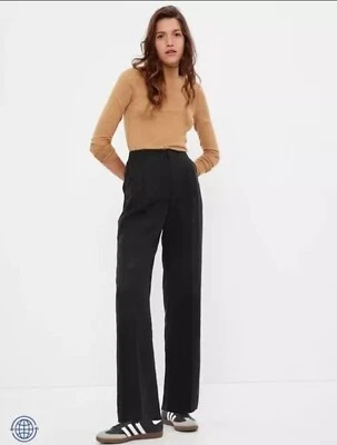 Nuevo Gap Suave Pantalón Tiro Alto Pierna Ancha Pantalones Negro Oficina Talla 14 Tencel Foto 1 de 4
