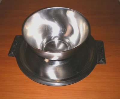 Vintage MCM International Decorator 18-8 Gravy Bowl & Underplate Stainless JAPAN - Image 1 of 4