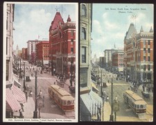 1909 (2) OLD DENVER CO 16th ST POSTCARDS * CLOSE TO THE SAME VIEW * PC7519