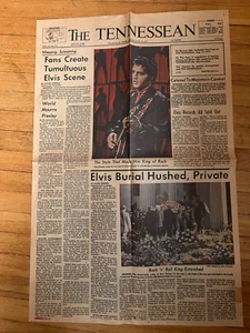 Periódico de la Muerte ELVIS PRESLEY The Tennessean Reimpresión Original De Colección - Imagen 1 de 2