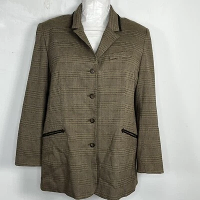Blazer Norton McNaughton para mujer talla 18 marrón a cuadros botón delantero elástico 4 botones Foto 1 de 4