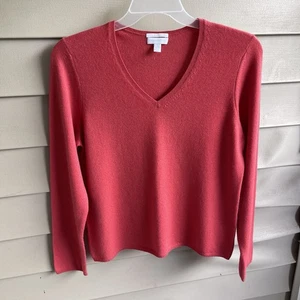 Charter Club Womens Quiet Luxury Cashmere Sweater Size L Coral Preppy Capsule - Picture 1 of 7