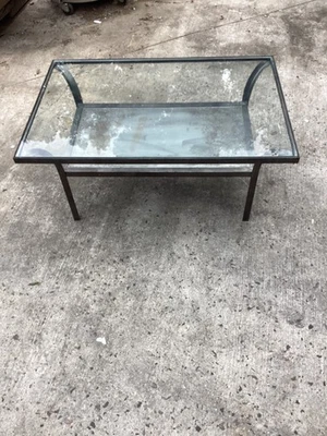 - Rectangular 24” x 36” Metal Coffee Table with Clear Glass 17” Tall Beautiful - Image 1 of 4