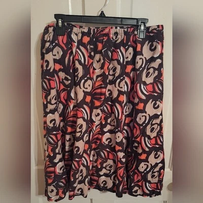 Lane Bryant Skirt Brown Coral Floral Skirt Plus Size 26/28 Linen Summer Vacation - Image 1 of 3