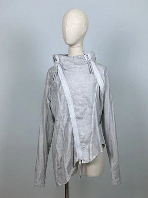 BARBARA SPEER Gray Designer Avant Garde Linen Lagenlook Full Zip Jacket Size 4 - Image 1 of 4