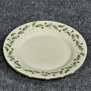 Lenox Holiday Party Plates Set of 4 Holly China Gold Rim Dimension Collection - Picture 1 of 12