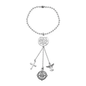 FEELMEM Schutzengel Gebet Schlüsselanhänger Fahrer Geschenk Guardian Angel silber - Bild 1 von 8