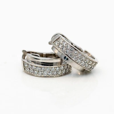 Piaget Creolen Ohrringe 750/18K Weißgold 54 Diamanten 0,86ct TW/VS 17mm - Bild 1 von 2