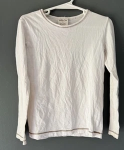 Matilda Jane Girl’s Sz 6 Top Tee Cream With Brown Stitching School Casual - Picture 1 of 10