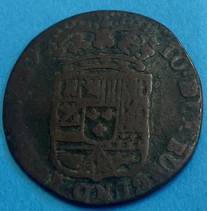 1710 Spanish Netherlands Namur Philip V Of Spain Liard Coin - Picture 1 of 2