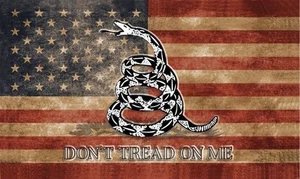 Flags USA Vintage Gadsden Don't Tread On Me Snake Art Includes Two Metal - R7284 - Picture 1 of 1