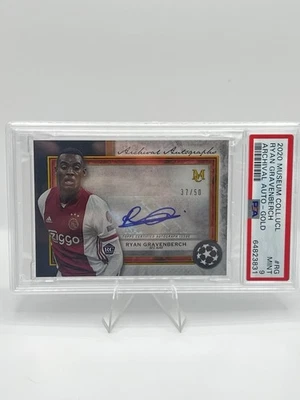 2020-21 Ryan Gravenberch Topps Museum Gold Ajax Autographed Rookie /50 PSA 9 - Image 1 of 3
