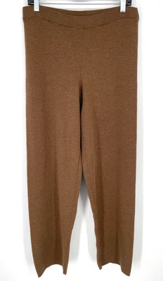 Eileen Fisher size S/M 100% Wool Knit Wide tapered Leg sweater Pants brown - Image 1 of 4