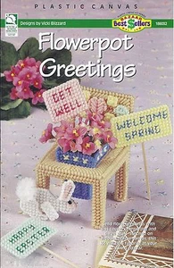 **FLOWERPOT GREETINGS - EASTER-GET WELL- SPRING**PLASTIC CANVAS BOOKLET** - Picture 1 of 1