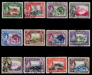 1938 Dominica SG 99 to SG 108 5/- Light Blue & Sepia Set of 12 VG/FU Cat. £60.00 - Picture 1 of 2