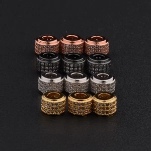 Cubic Zircornia Rondelle Micro Pave Bracelet Necklack Connector Charm Beads - Picture 1 of 26