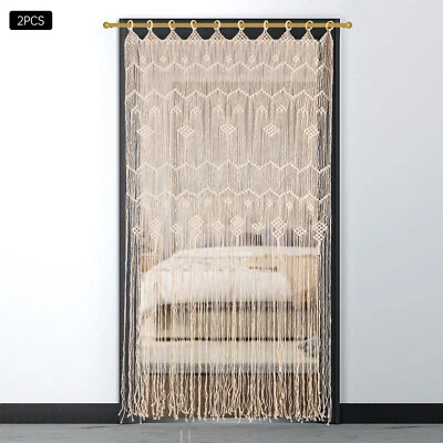 Large Macrame Curtain Handmade Wall Hanging Tapestry Boho Doorway Decor - Image 1 of 4