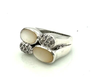 Anello Argento 925 - Madreperla e Strass - 12,06 G - Immagine 1 di 3