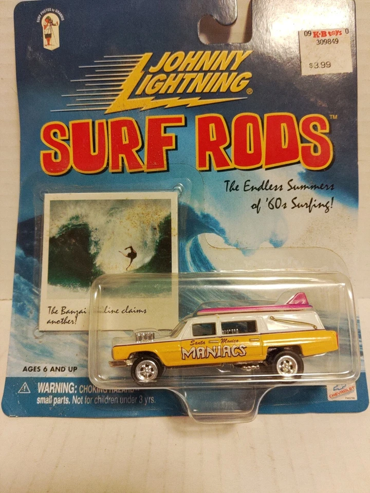 JOHNNY LIGHTNING 🌊 CAÑAS DE SURF 🏁 SANTA MONICA MANIACS 🌊 COCHE FUNDIDO A PRESIÓN 1/64 ¡NUEVO EN PAQUETE! Foto 1 de 4
