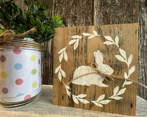 Easter BUNNY Tiered Tray Mini Sign Farmhouse SPRING Shelf Decor Rustic Wood HP - Picture 1 of 9