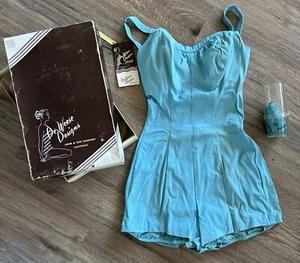 VTG De Weese Design Swim & Sun Fashions Swimsuit In Box NOS With Tags 16-38 Cap - Picture 1 of 24