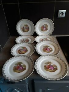 Assiettes plates en véritable porcelaine Fragonard 