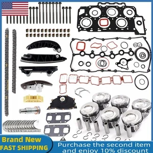 3.6L Engine Piston Bearing Valve Gasket Seal Set & Timing Kit For VW CC Audi Q7 - Picture 1 of 16