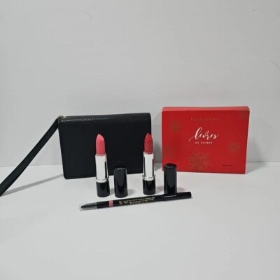 ELIZABETH ARDEN 4 Piece Party Ready Lips 2 Lipsticks/Lip Liner Set & Black Case - Image 1 of 4