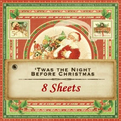 Graphic 45 TWAS The Night Before CHRISTMAS (8 Sheets) 12x12 Paper Set Scrapbook